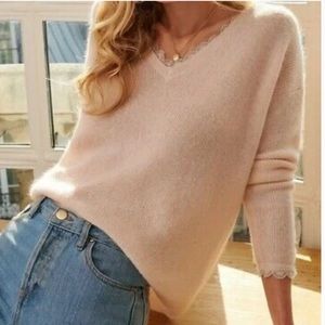 Sezane Nicky Jumper Sweater Blush Pink Mohair Alpaca Small